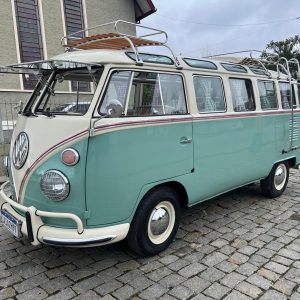 1973 VW Bus 23 Windows restored — exterior front view — Buses'n Bugs classic VW dealer Houston TX